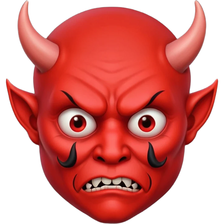 Creppy devil with raised eyebrows and shushing emoji