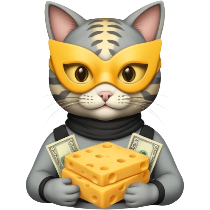 robber emoji with money cheese cat emoji
