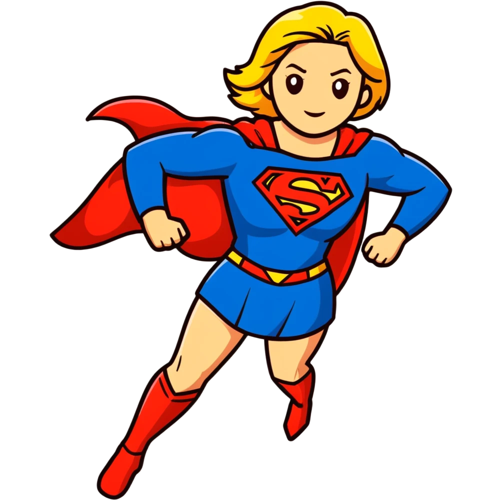 Supergirl superhero full body, blue suit with red cape and S emblem emoji