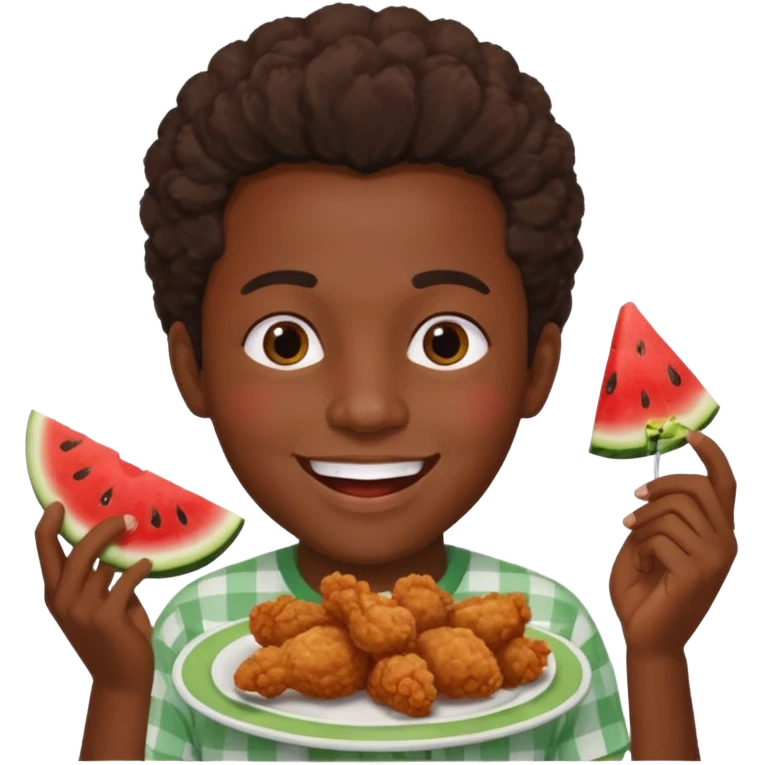 Black person eating chicken and watermelon emoji