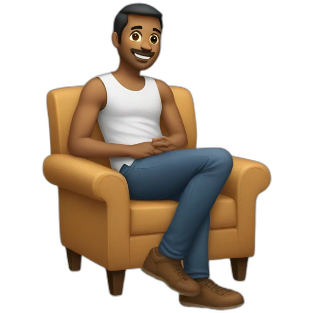 A man with a leg in his lap emoji