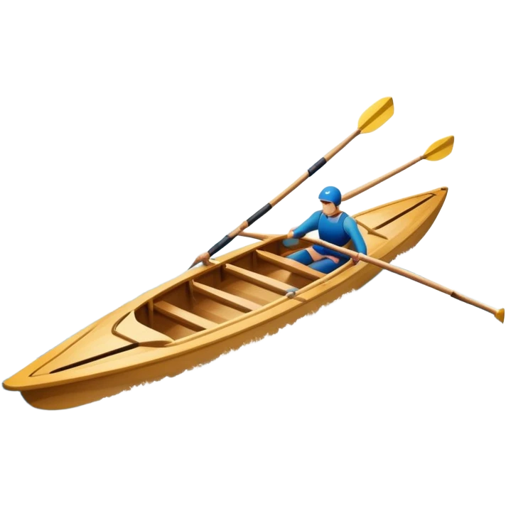An icon showing a close-up of crossed oars, a sleek racing shell, and rippling water, symbolizing rowing. The design includes droplets in motion and a streamlined boat tip cutting through waves. Transparent background emphasizes strength, precision, and the spirit of competitive rowing emoji