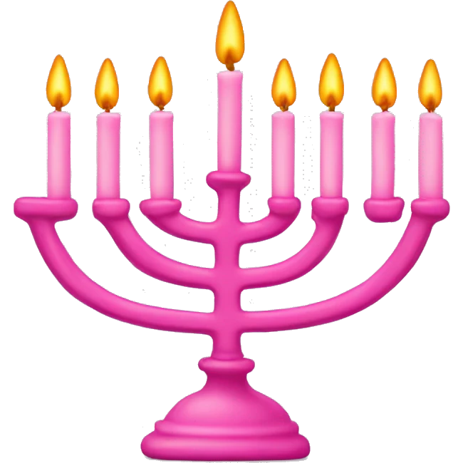 Pink menorah that has 8 candles  emoji