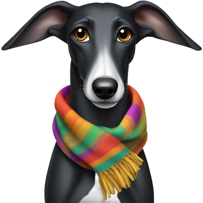 Black greyhound with a scarf emoji