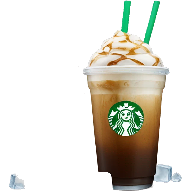 Starbuck ice coffee with ice cubes emoji