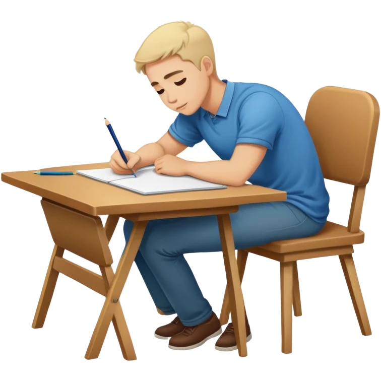 A man is lying on the table and drawing, leaning forward, but the chair is only halfway seated emoji