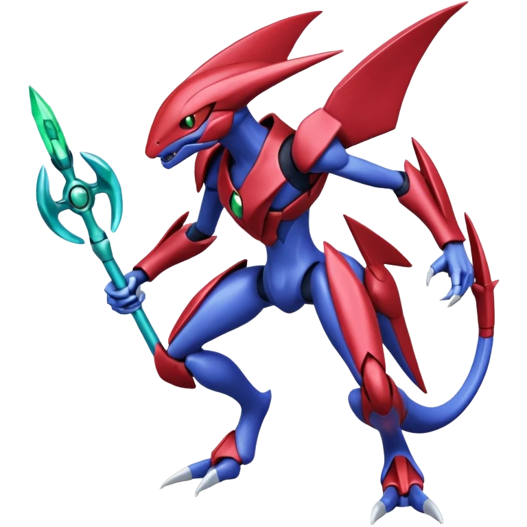 Shiny Blue Smooth Glossy Soft Inteleon-Scizor-Genesect-Bisharp-Pokémon-Fusion, full body emoji