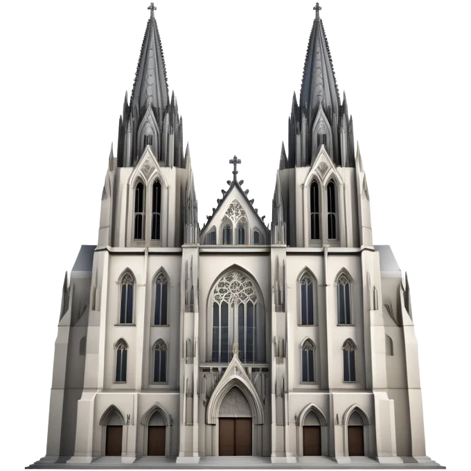 Cinematic Realistic Cologne Cathedral Landmark Emoji, showcasing Gothic architecture rendered with detailed stone textures and majestic, dynamic lighting. two tall  tall towers on the left side and an opening on the lower right emoji
