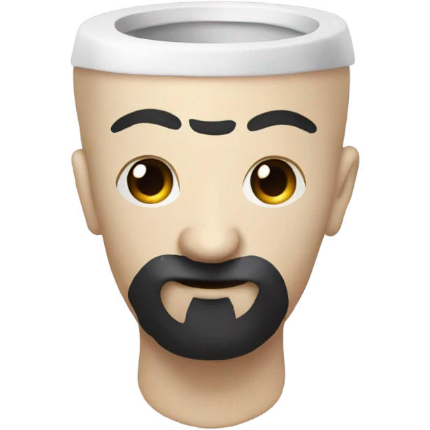 A toilet with a head in it that has a black beard and hair  emoji