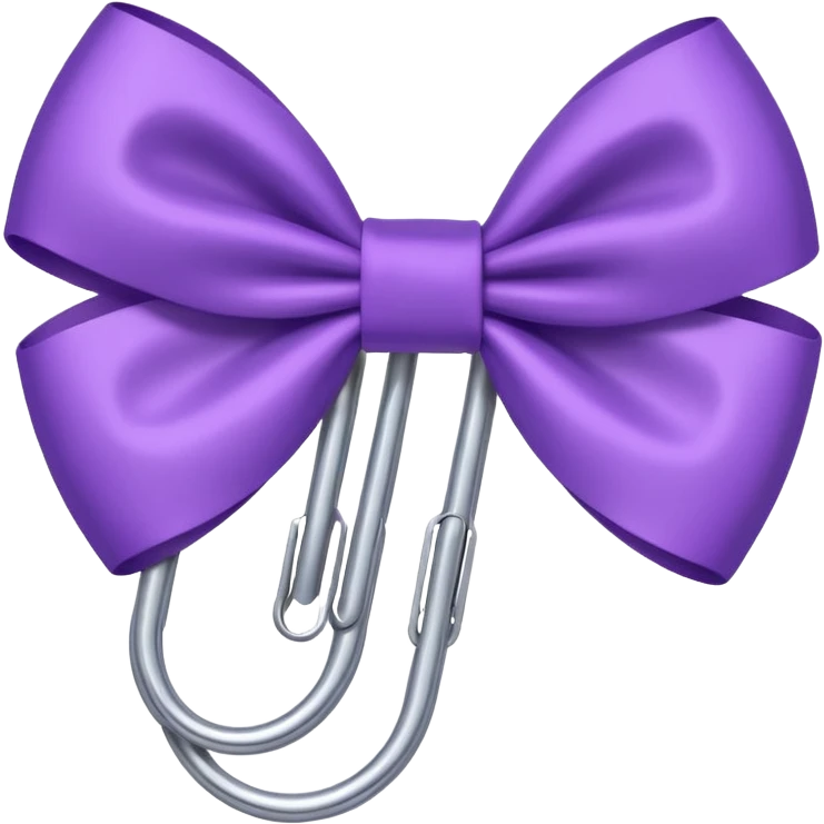one silver paper clip with a purple bow in the middle emoji