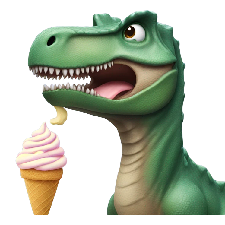 Dinosaur eating ice cream emoji
