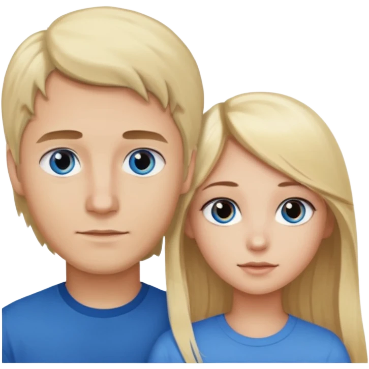 man with blonde hair and blue eyes and girl with long dark brown hair and brown eyes emoji