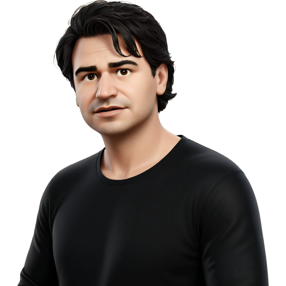 realistic male portrait in black emoji