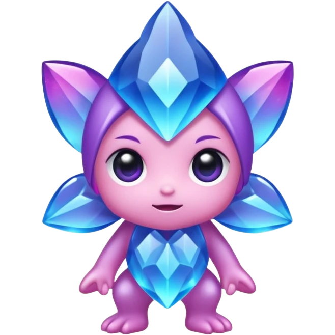 kawaii chibi style crystal sprite creature that is purple, blue, and pink  emoji