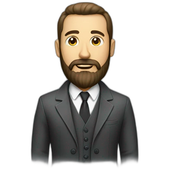 A full body man image with coat and suite having long beard and great attitude with his face emoji