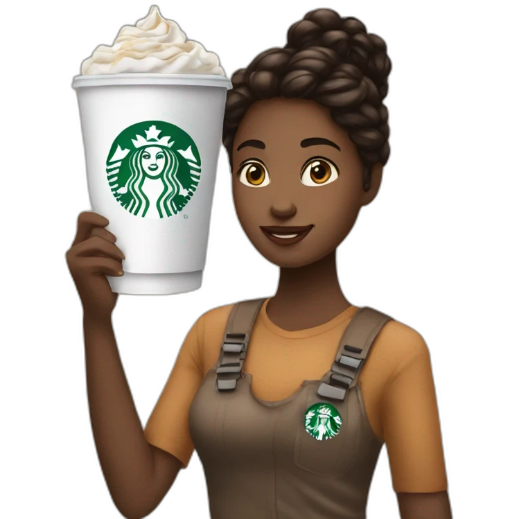 Girl holding Starbucks coffee  emoji