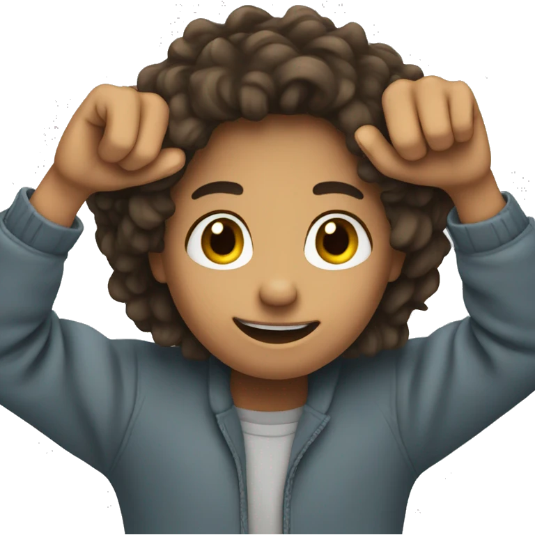 a person hanging on using hands emoji