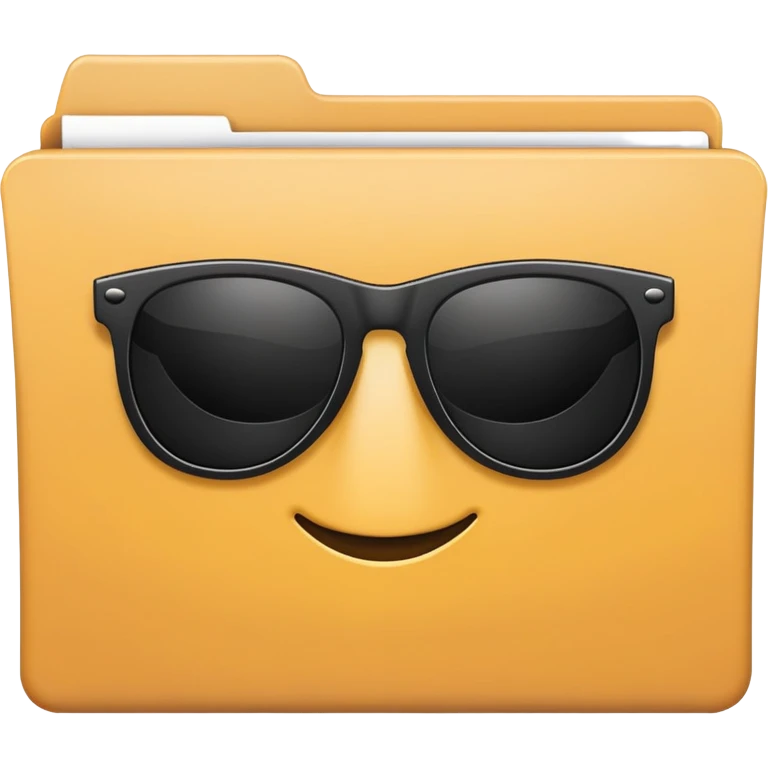 file folder with sunglasses on cover no mouth  emoji