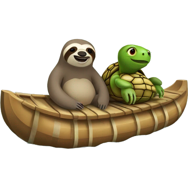 Sloth and turtle on a raft emoji