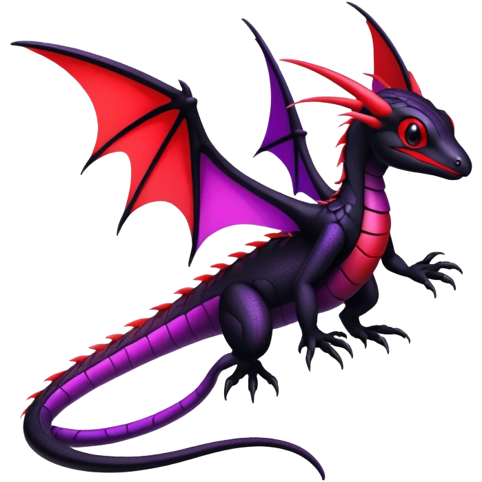 Colorful Neon Black and red and purple Gothic Edgy Tropical Flygon-Aurorus-Salandit-Amaura-Hybrid-Creature emoji