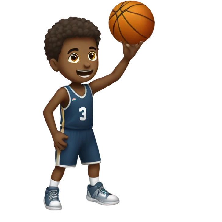 Boy hitting three pointer emoji