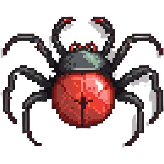 black widow spider with red hourglass emoji
