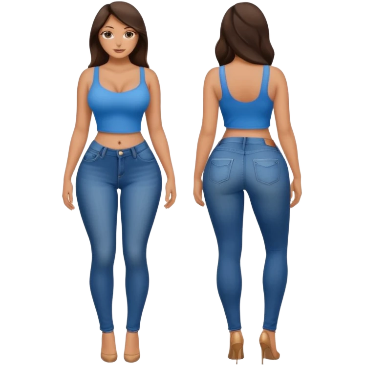 topless brunette woman sexy little ass wearing tight blue jeans from behind emoji