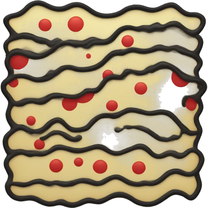 A wavy black and red rectangle with a medium sized yellow circle in the middle emoji