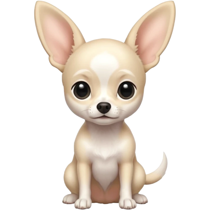 white Chihuahua with black dots. Big ears and big eyes. Full body emoji