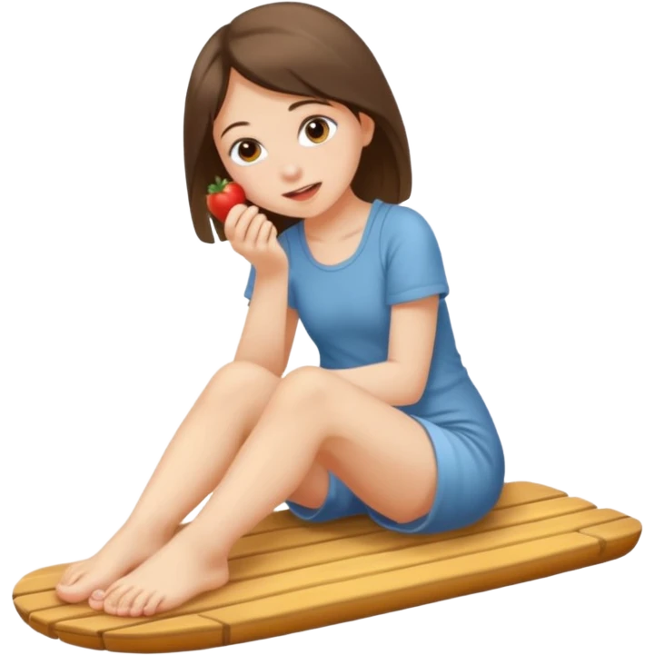 Ein Mädchen die an ihren Füßen knabbert emoji