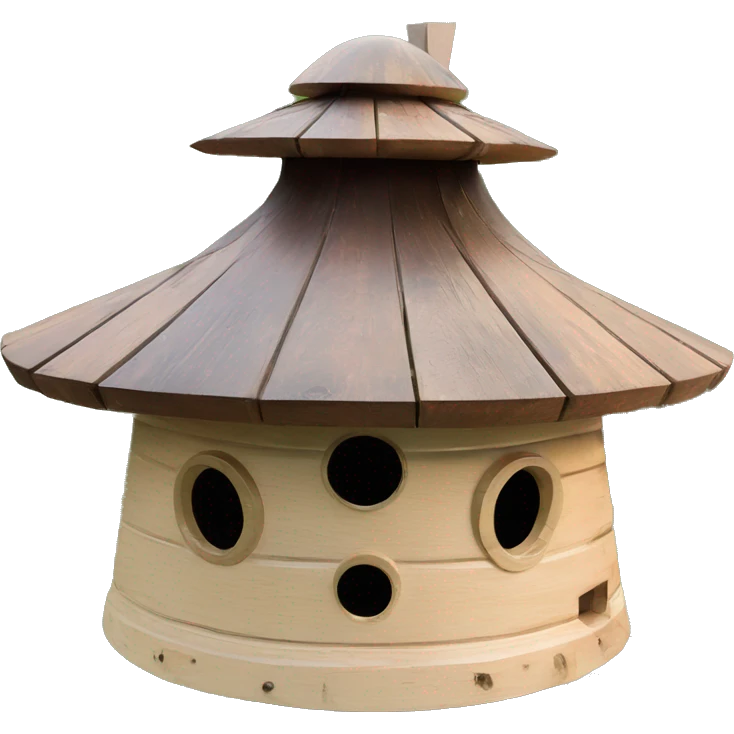 Rustic Wooden ufo spaceship birdhouse emoji