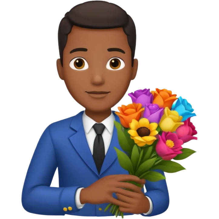 Black Male hand give a bogue of flowers emoji
