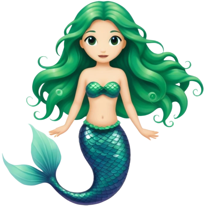 Melody mermaid, green  emoji