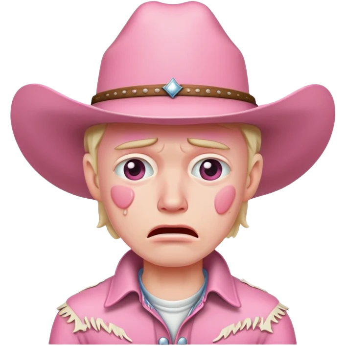 Crying pink cowboy emoji