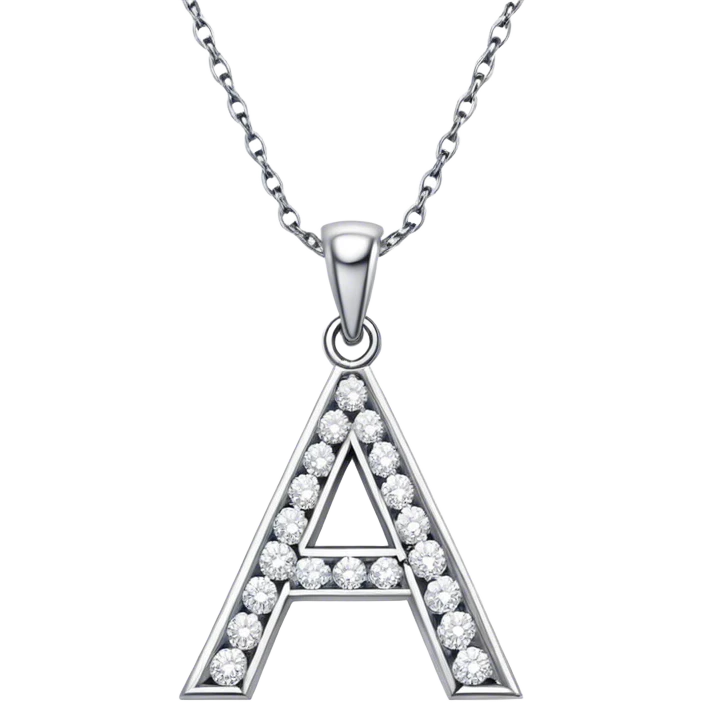 Diamond necklace with the letter A in cursive pendant  emoji