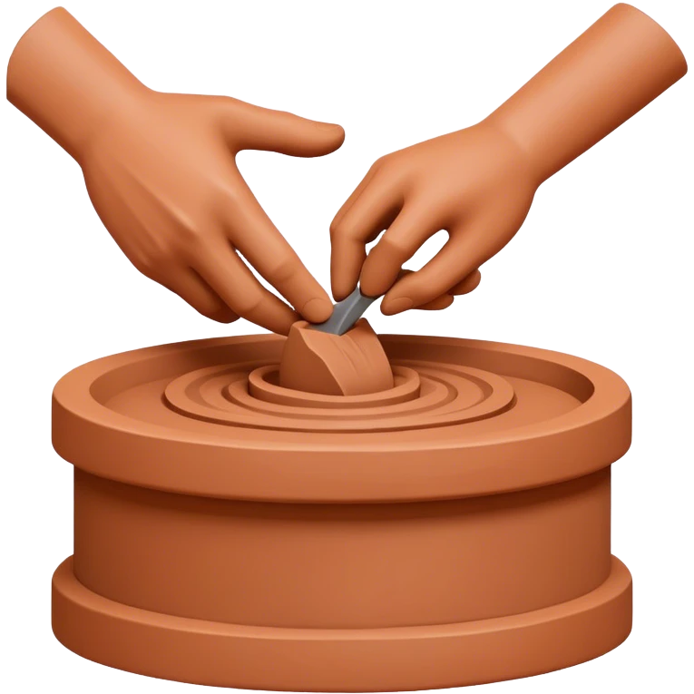 Sculpting icon, clay being shaped by hands, sculpting tools, unfinished sculpture, textured surface, minimalistic style, clean lines, transparent background. emoji