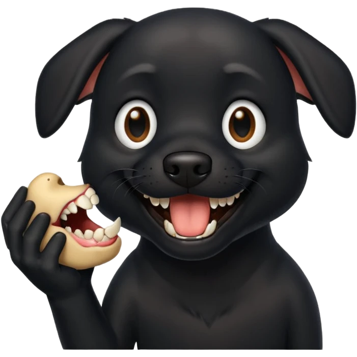 Black dog bite a hand emoji