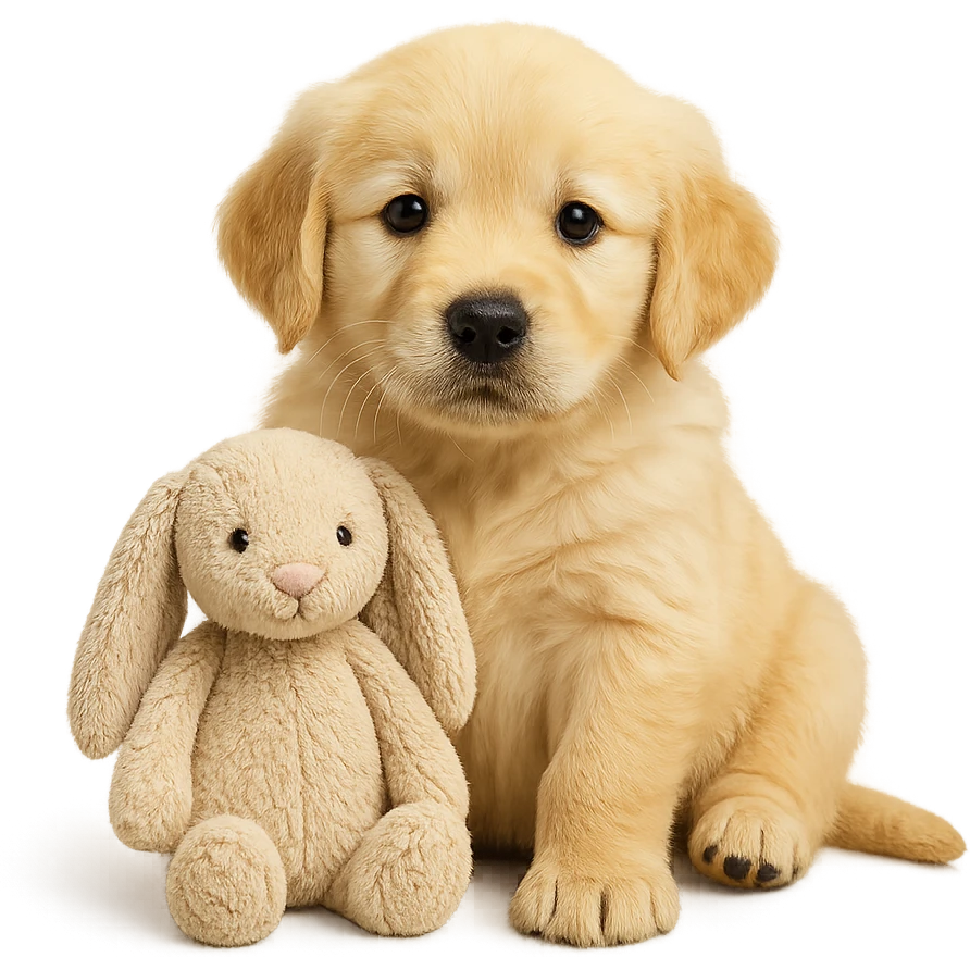 cute golden retriever puppy jellycat bunny plushie emoji