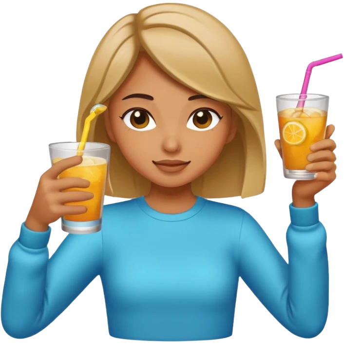 Girl dabbing with drink in hand  emoji