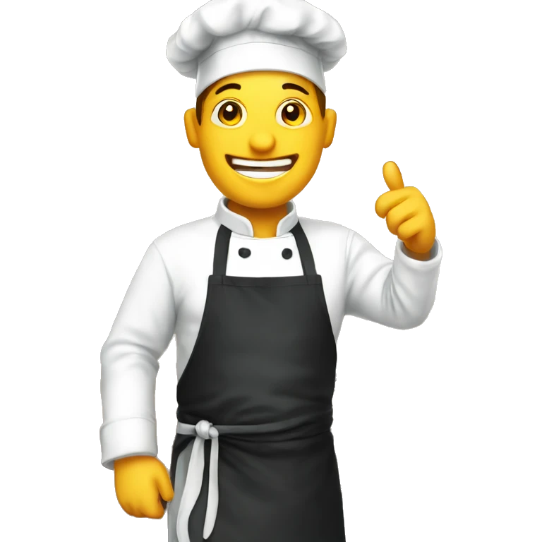 smiling chef in kitchen. Add background kitchen set emoji