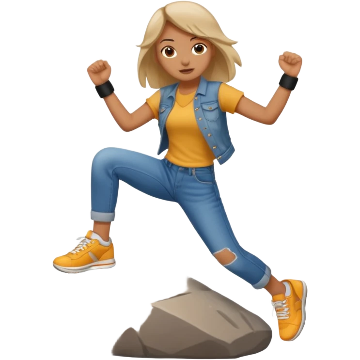 Girl kicking rocks emoji