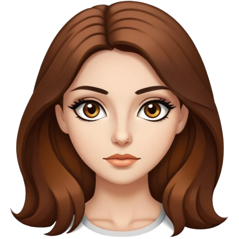 Long brown hair, hazel eyes, sharp black eyeliner Baddie emoji