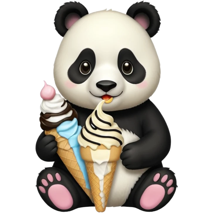 Panda eating ice cream emoji