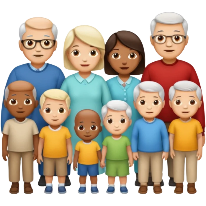 People of different stages of life in a line - infant, toddler, child, teenager, adult, Middle-aged and elderly emoji