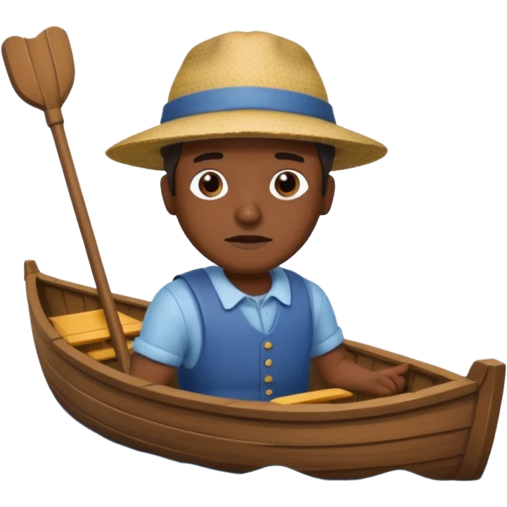 rowboat sinking, man with dark skintone rowing emoji