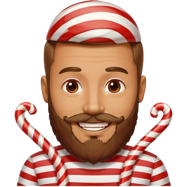 spectacled guy with beard made out of peppermint candy emoji