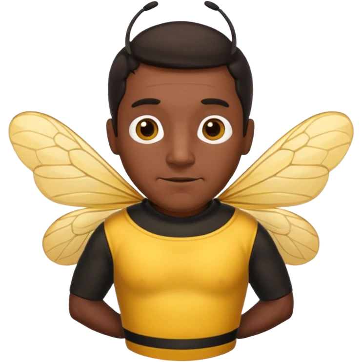 cabeza de señor mexicano, viejo, agregale un cuerpo de abeja, el pelo del señor hazlo oscuro,haz que el cuerpo sea de abeja y la acabeza del señor, cuerpo de abeja real emoji