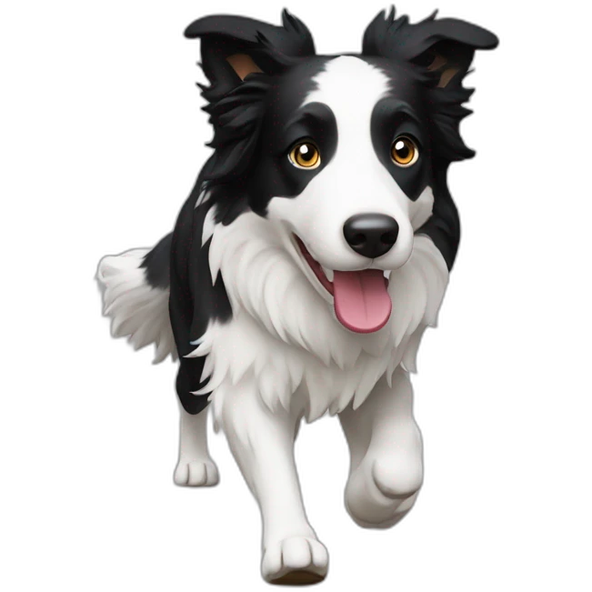 white border collie walk emoji
