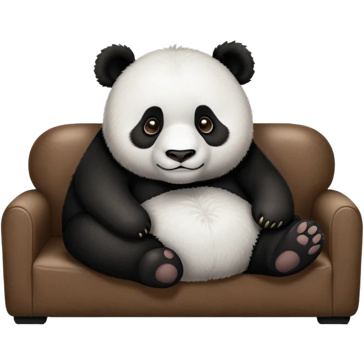 panda lie down in a brown canvas sofa emoji