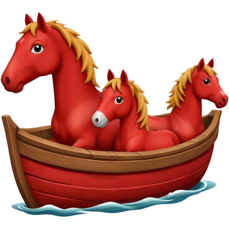 2 red horses in a boat emoji